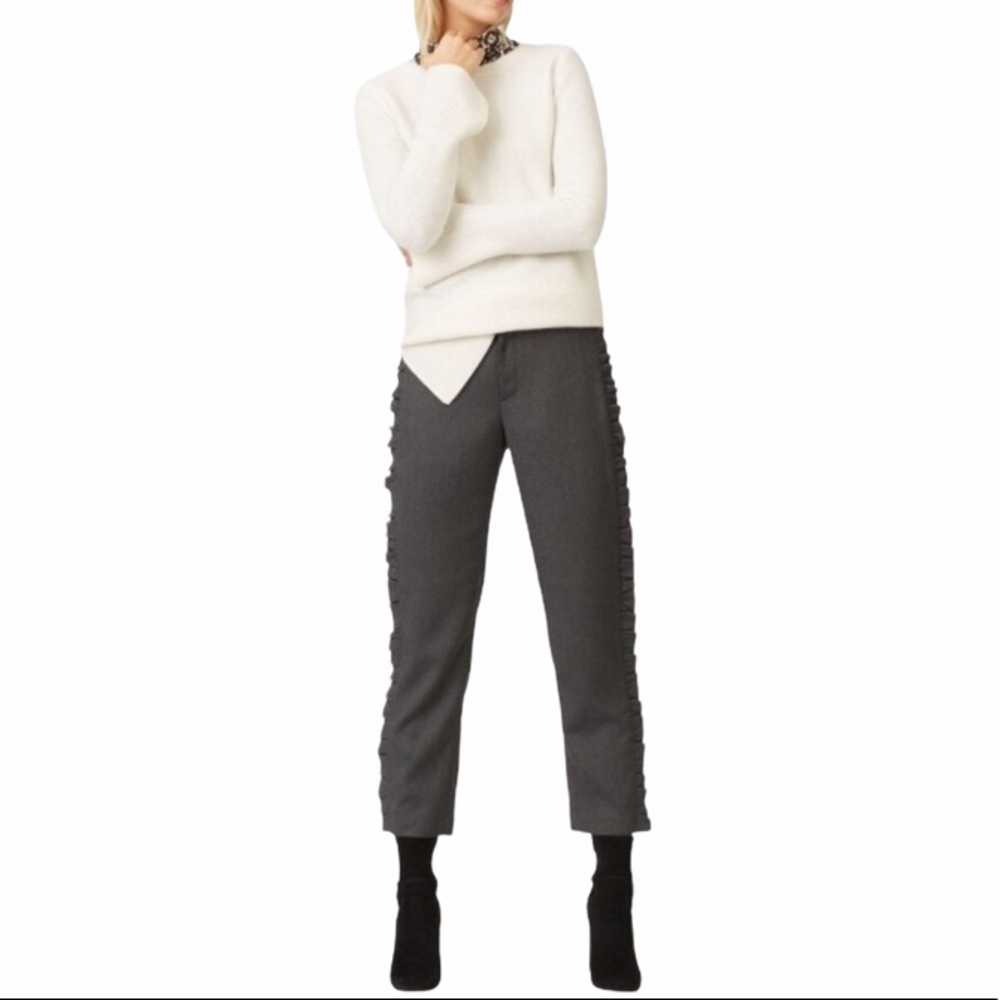 CLUB MONACO Gray Pants With Side Ruffle Trim Size 2 - Picture 5 of 13